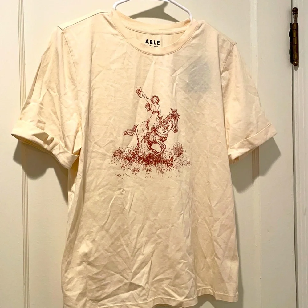New Cowgirl T-Shirt Tee Top by Able NWT Sz. Small Rare 100% Cotton - Picture 2 of 5
